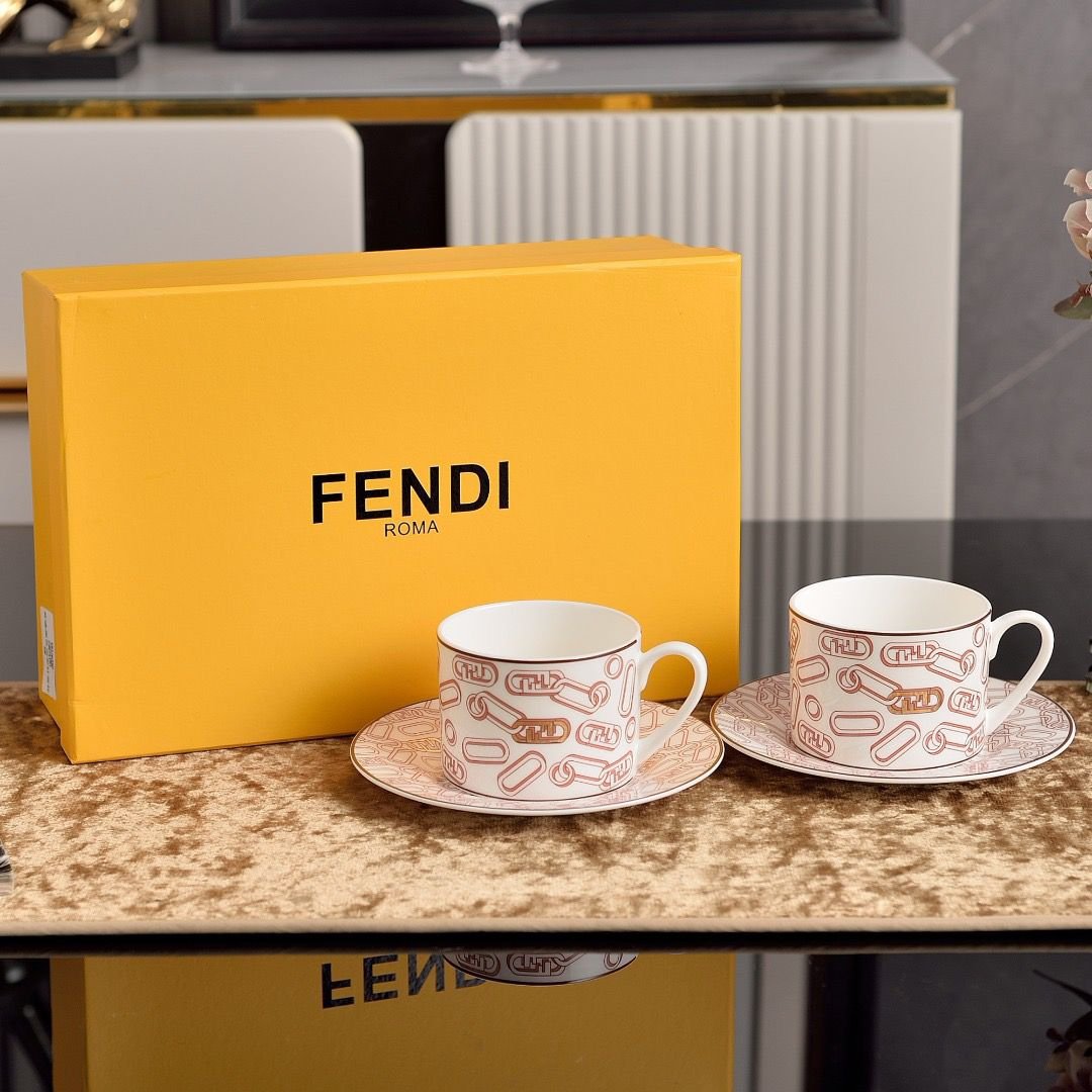 Fendi Tea set of two cups - Fendi Cups | Aleppo Gift UAE