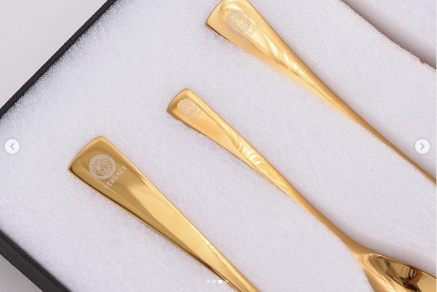 cutlery set for one person, Gold or Silver color - Versace Cutlery | Aleppo Gift UAE