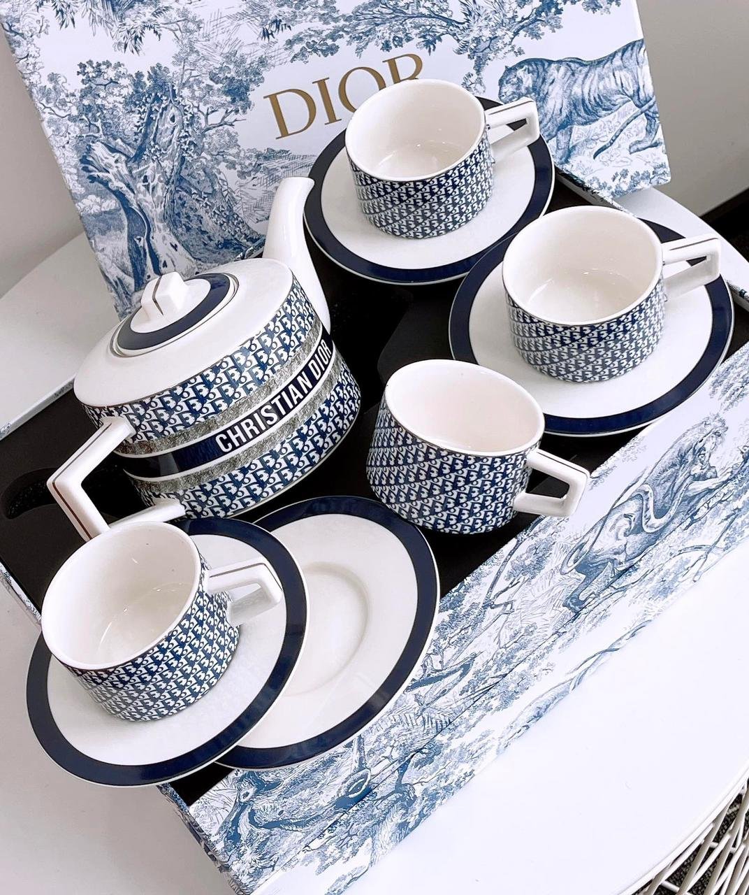 tea set of four cups and a pod - Dior Kitchen and Dining | Buy Online in UAE