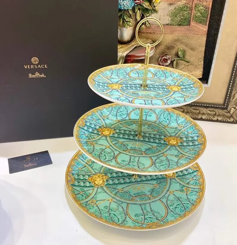 Versace cake sweets stand with three tires - Versace Tray | Aleppo Gift UAE