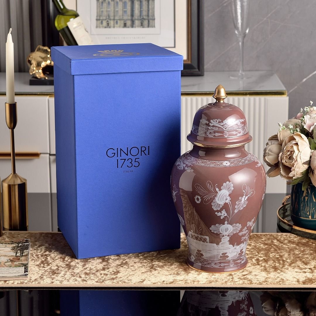 Ginori 1735 orient Italian Large Potiche Vase in Porcelain with lid - Ginori Vase | Aleppo Gift UAE