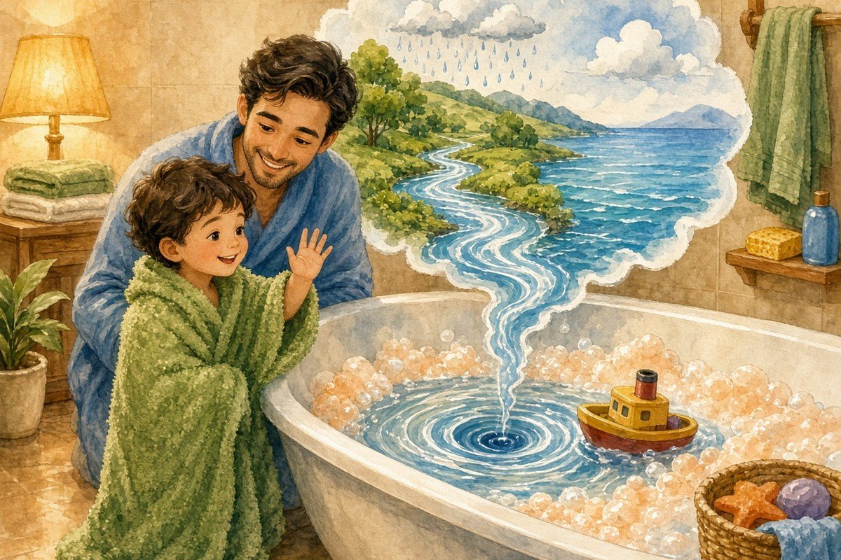 أنس يريد أن يعرف إلى أين يذهب ماء الحمّام