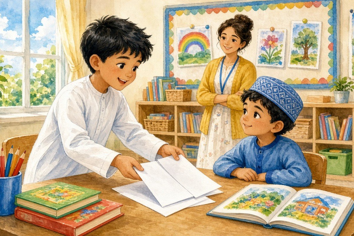 فين وَسُلْطانُ وَزَعْتَرُ في أَوَّلِ يَوْمٍ في المَدْرَسَةِ