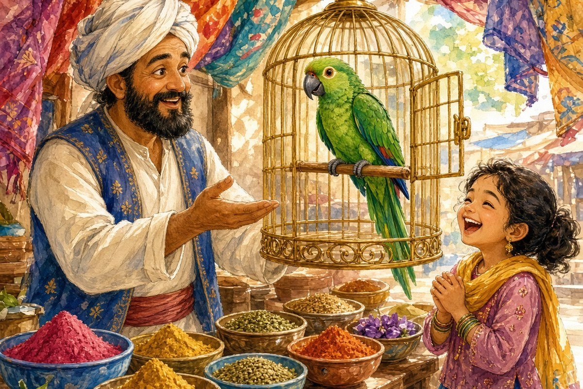 The Merchant and the Talking Parrot (from One Thousand and One Nights)