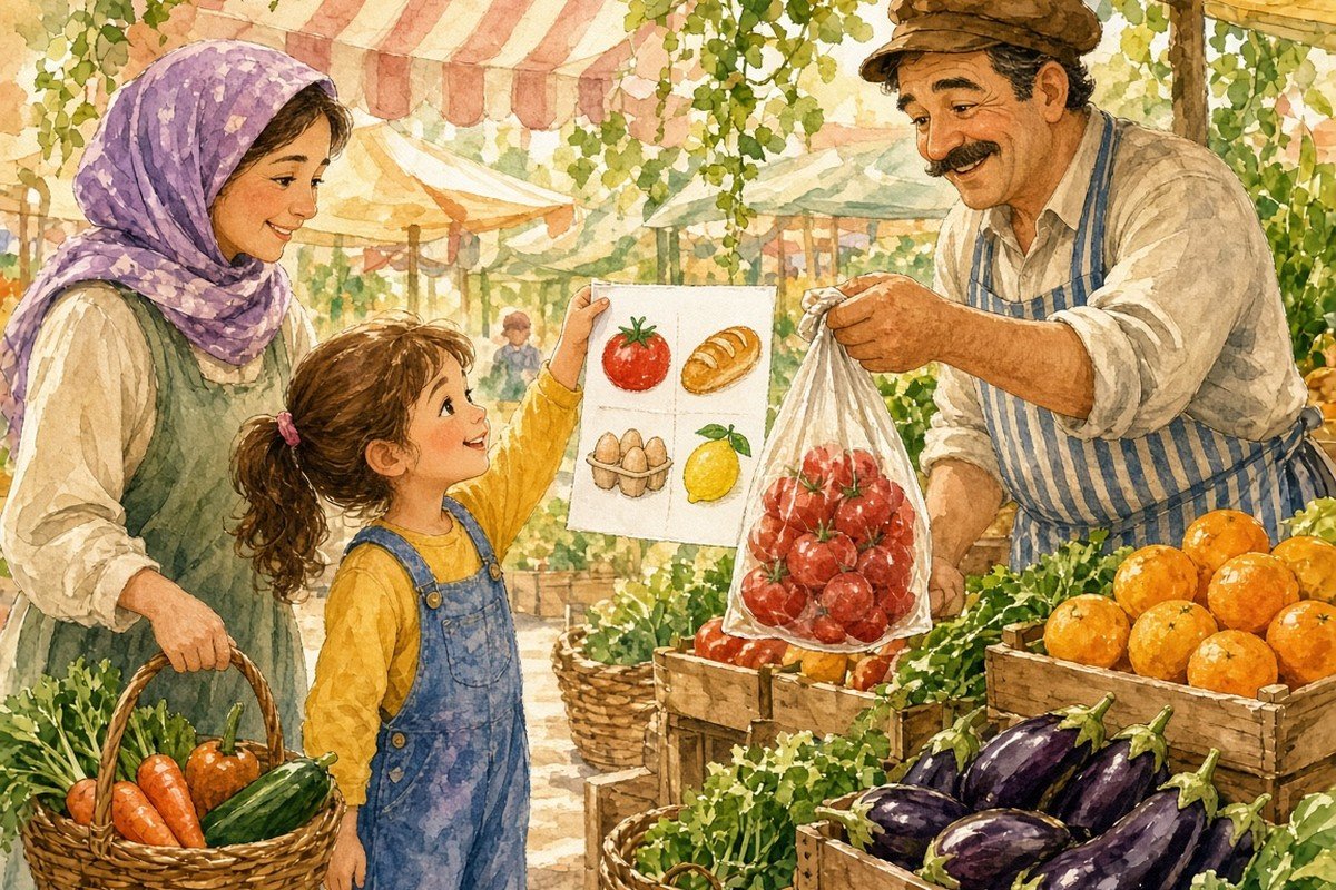 Dina Draws Her Own Shopping List