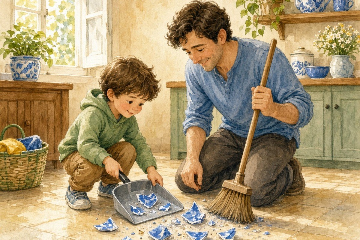 زَكِي وَالكوبُ الأَزْرَقُ المَكْسور