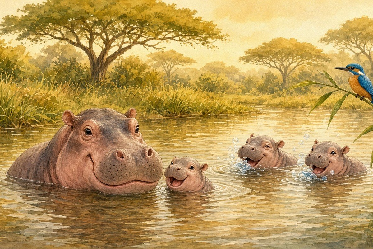 Tobi the Baby Hippo Who Was Shy of the Deep Brown River