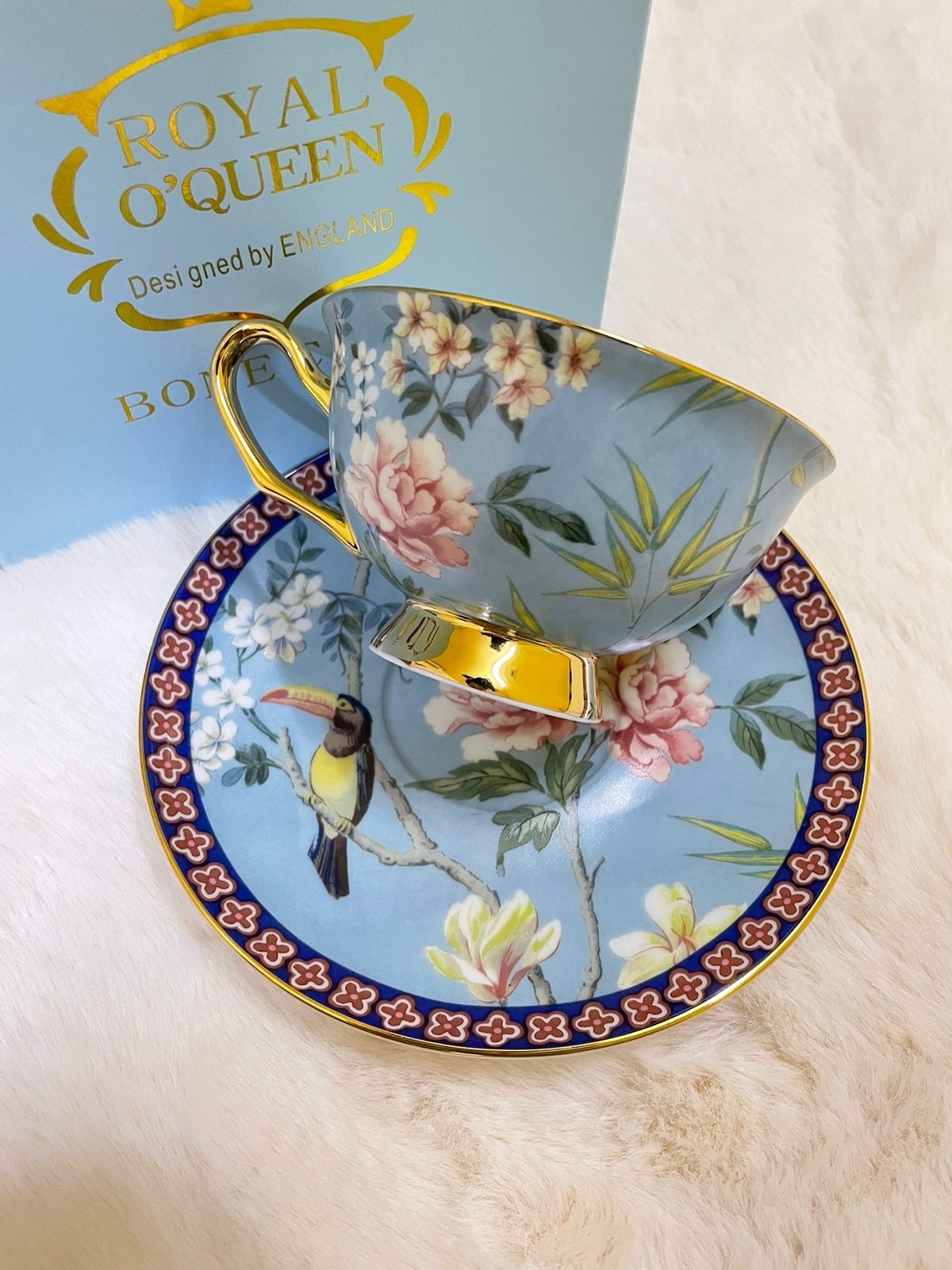 Tea cup with saucer, single cup. - Image 6 of 7