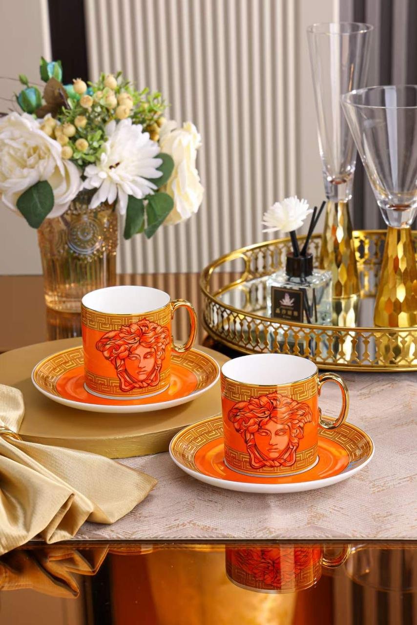 Versace 2 tea cups and saucers - Versace Cups | Aleppo Gift UAE