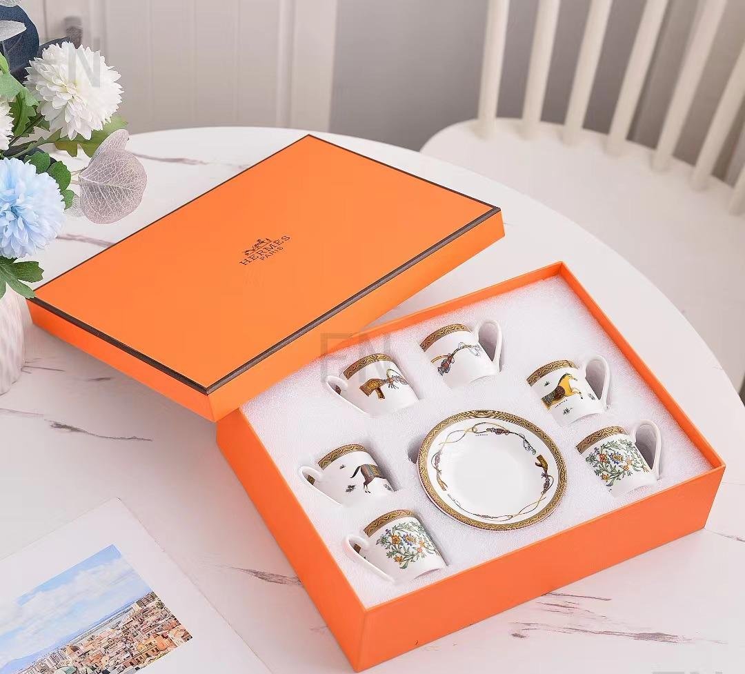 Hermes Turkish coffee cups set of six - Hermes Turkish Coffee Cups | Aleppo Gift UAE