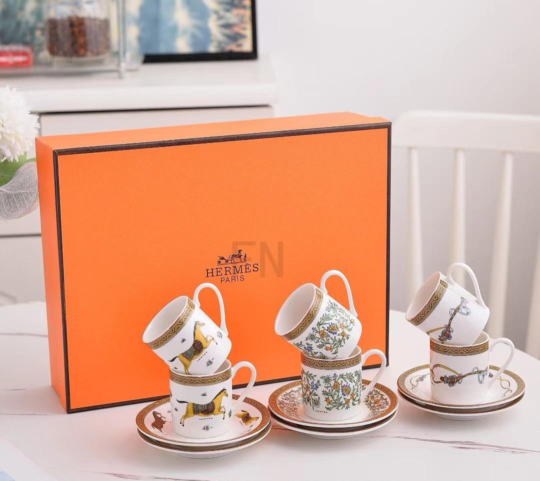Hermes Turkish coffee cups set of six - Image 2 of 2