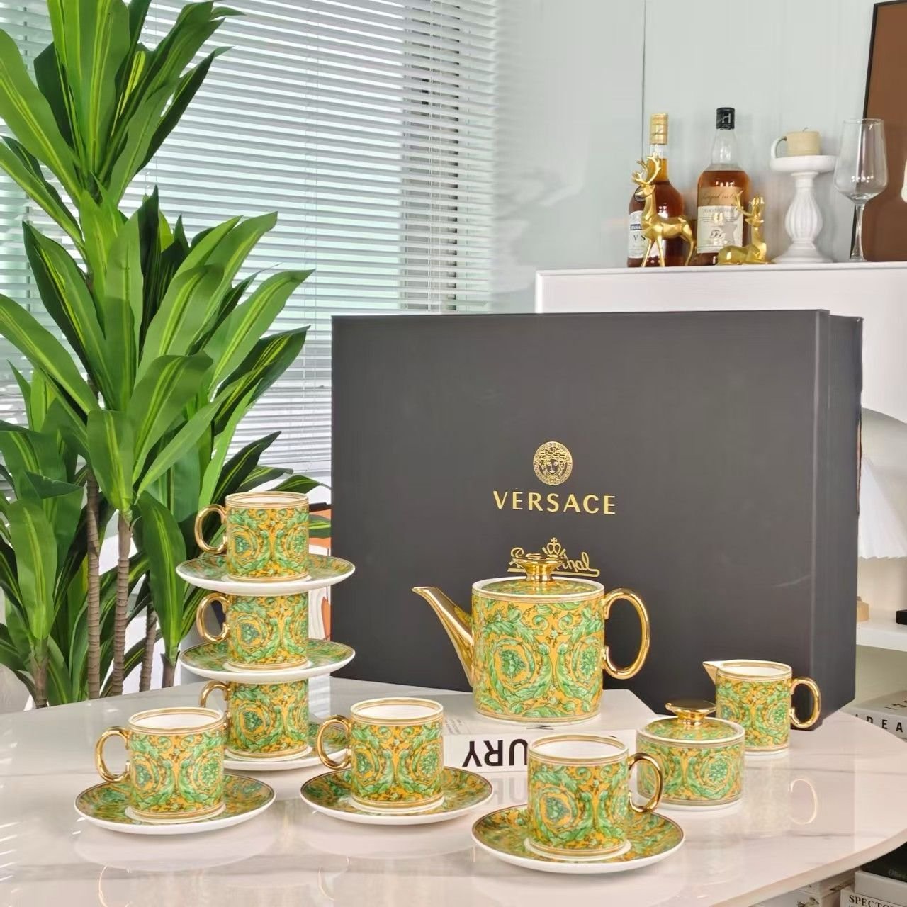 Versace tea set of 15 pieces for six people - Versace Kitchen and Dining | Aleppo Gift UAE