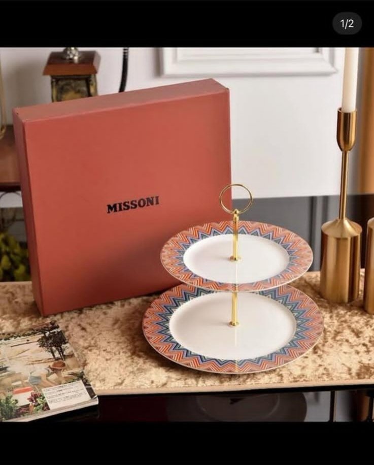 Missoni sweets serving stand with two tires - Missoni Tray | Aleppo Gift UAE