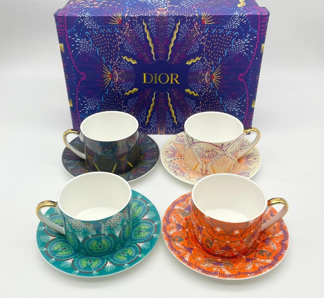 cup set of two tea cups with 4 colors available - Image 2 of 2