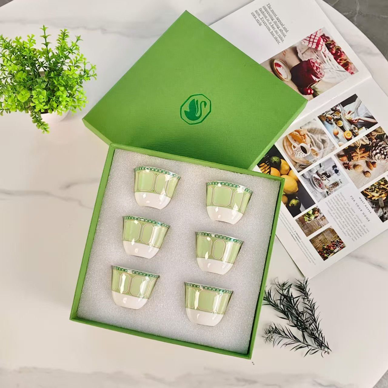 Swarovski Arabic coffee set of six cups,  available with many colors - Swarovski Arabic Coffee | Aleppo Gift UAE