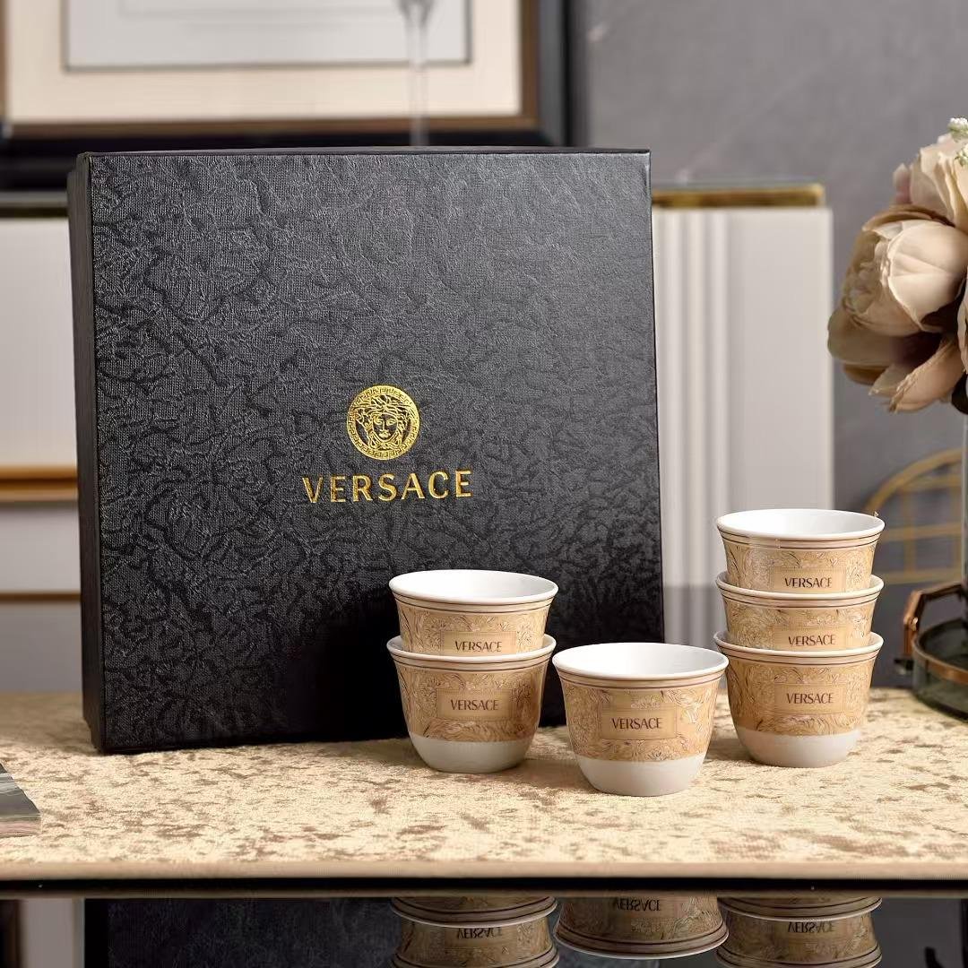 Versace Arabic coffee set of six cups - Versace Arabic Coffee | Aleppo Gift UAE