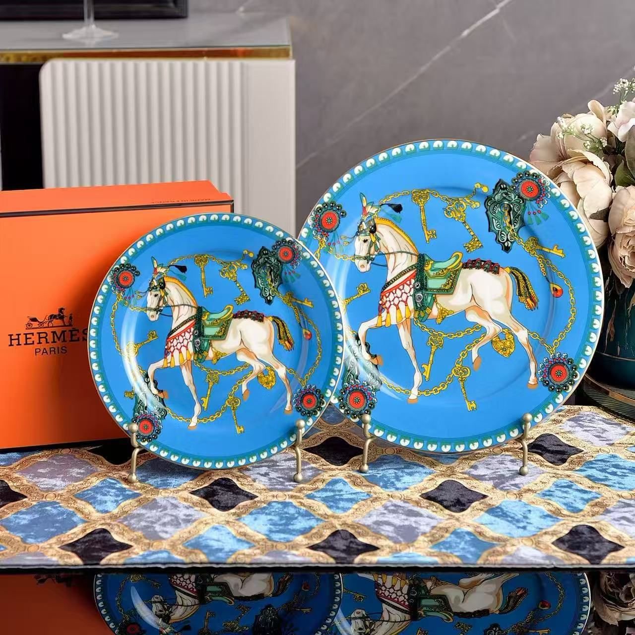 Hermes Blue two plates - Hermes Plates | Buy Online in UAE